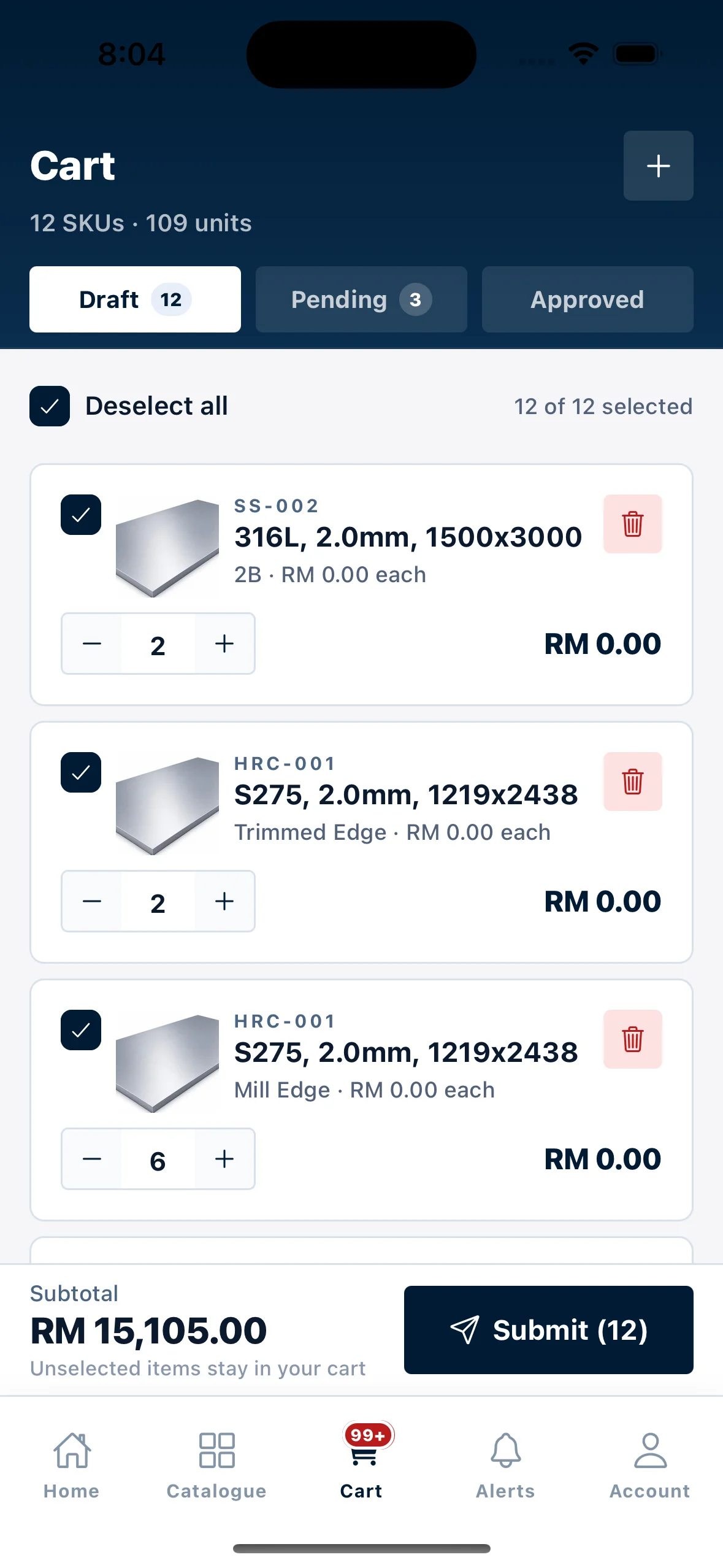 MIKAS: iOS app — cart
