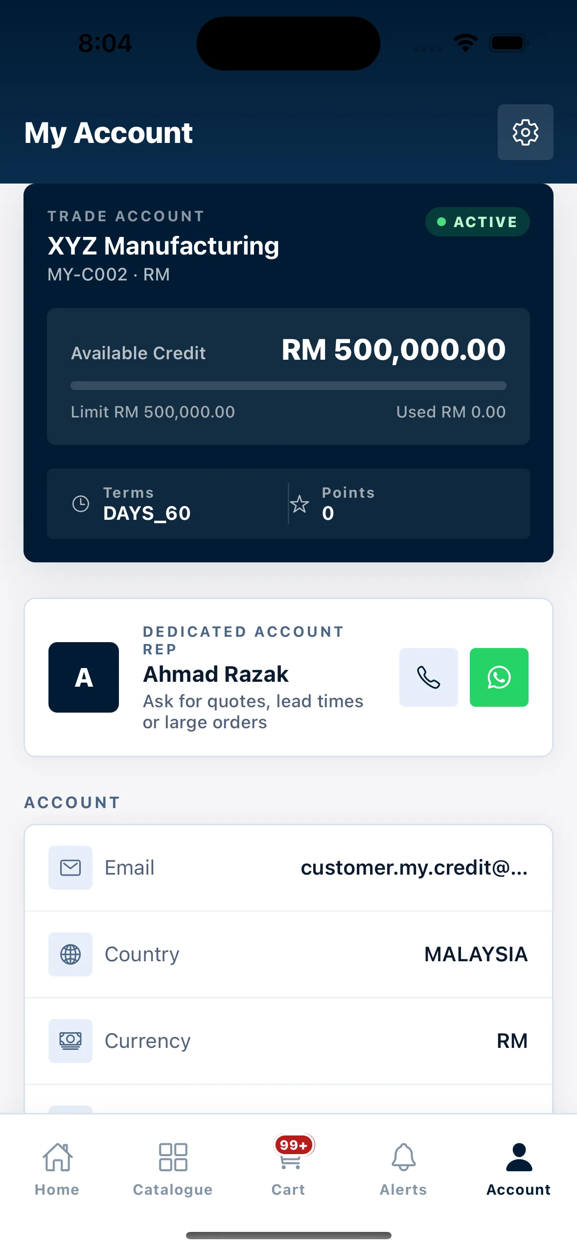 MIKAS: iOS app — account